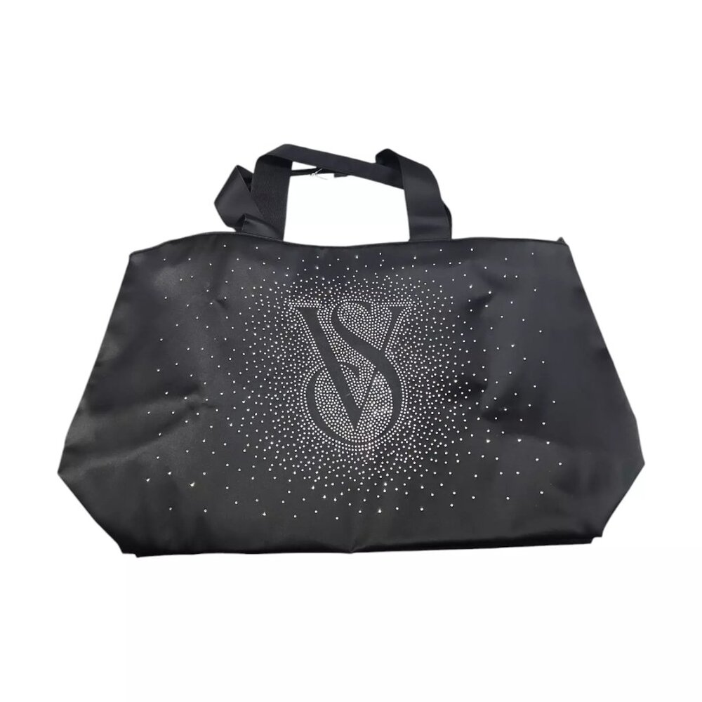 Victoria’s Secret Shine Zipper Tote Bag Holiday 2024 Bling Diamante Graphic NWT